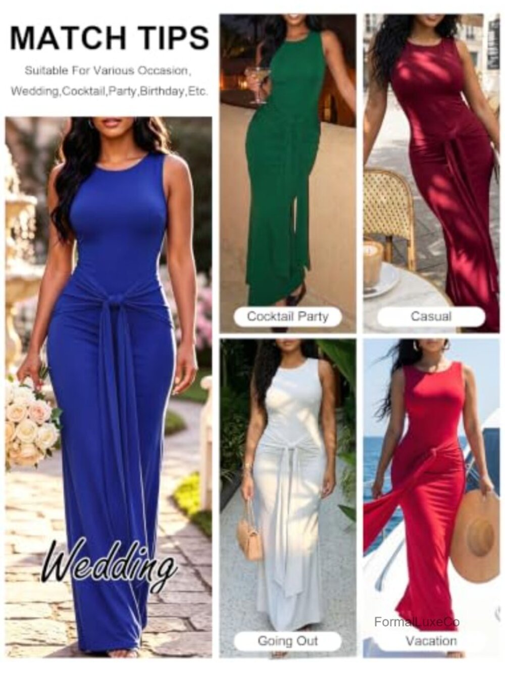 Women's Backless Cocktail Maxi Dress Bodycon Sleeveless Party Wedding Guest - Picture 4 of 6